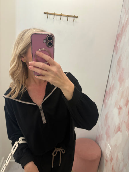 Sailor Zip Front Modal Pant Set Black