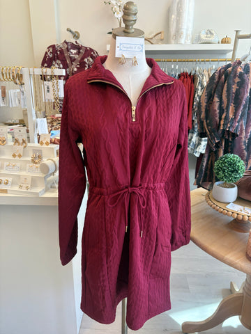 Metro Athleisure Dress Burgundy
