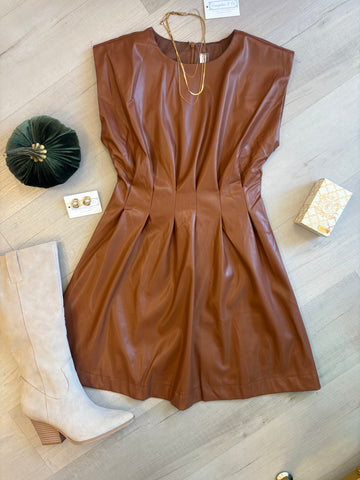 Cam Tan Leather Dress