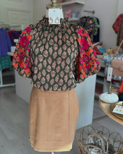 Hunter Embroidered Satin Blouse