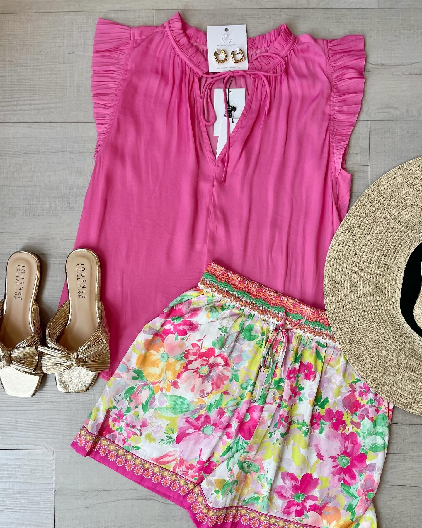 Perfectly Pink Ruffle Sl Blouse