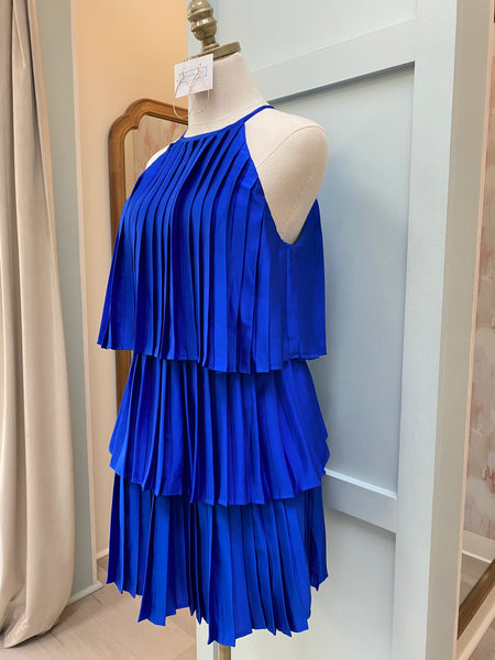 Royal Blue Pleated Dress