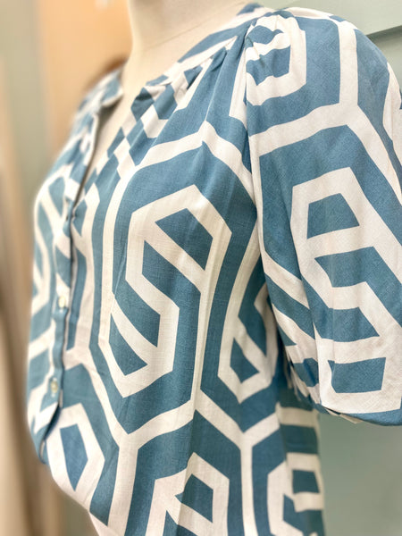 Blue Geo Blouse