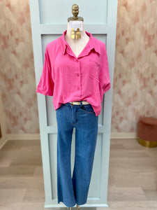 Carbie Pink Button Up