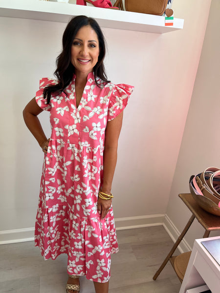 Pink Floral Midi