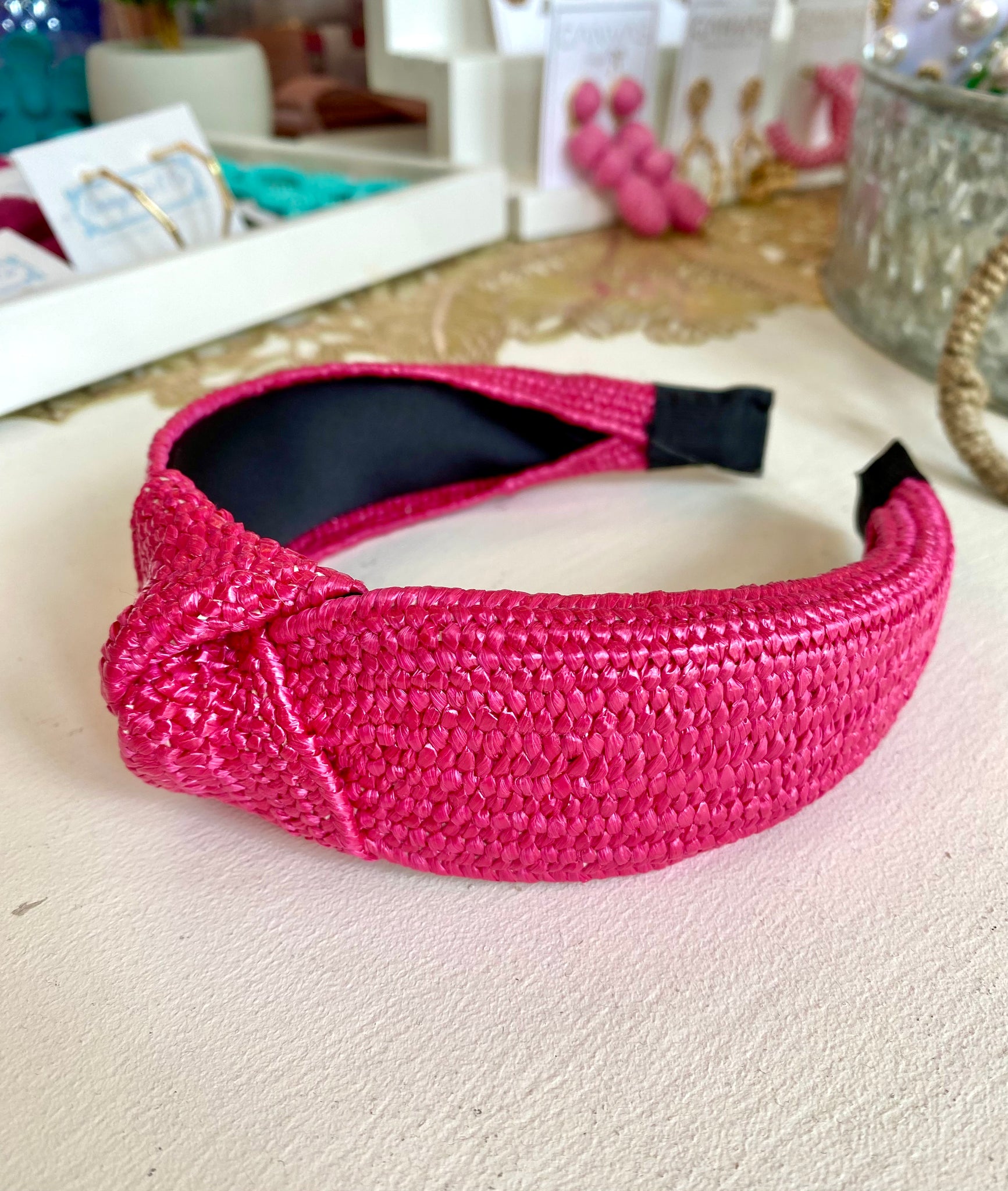 Raffia Headband Pink