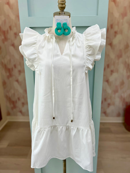 Beca Tiered Mini Dress White