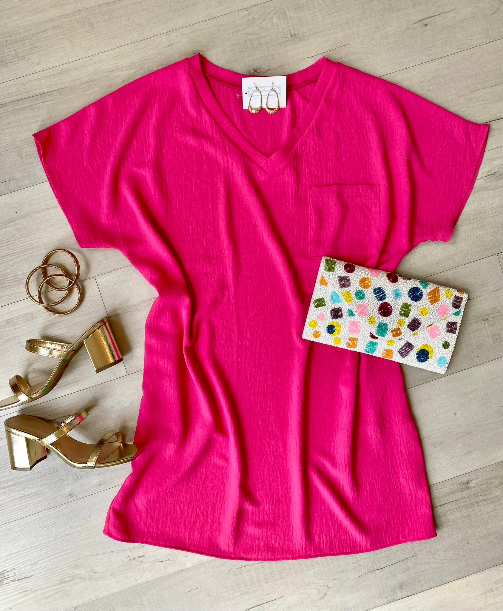 Basic V Dress Pink