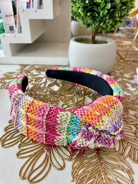Rainbow Raffia Headband