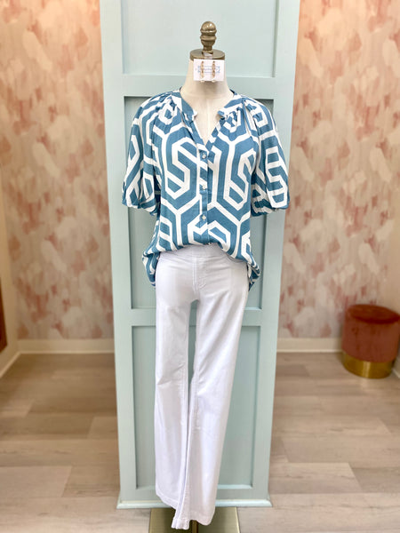 Blue Geo Blouse