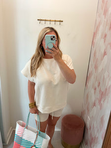 Textured Top / Short Set Cream
