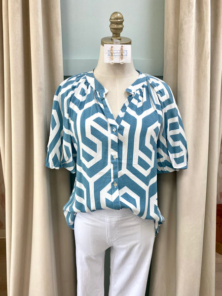 Blue Geo Blouse