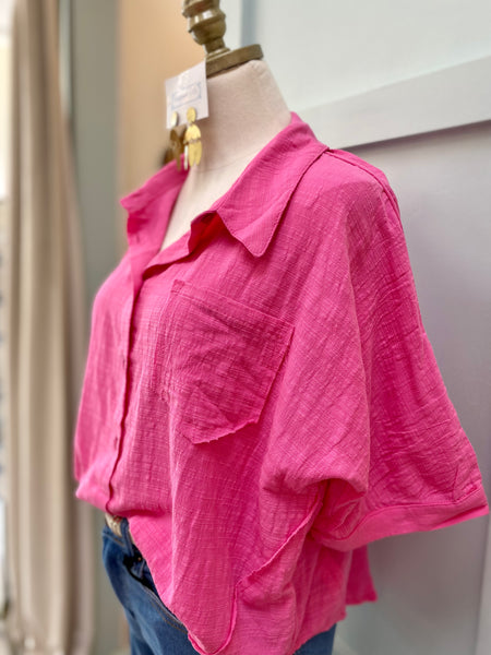 Carbie Pink Button Up