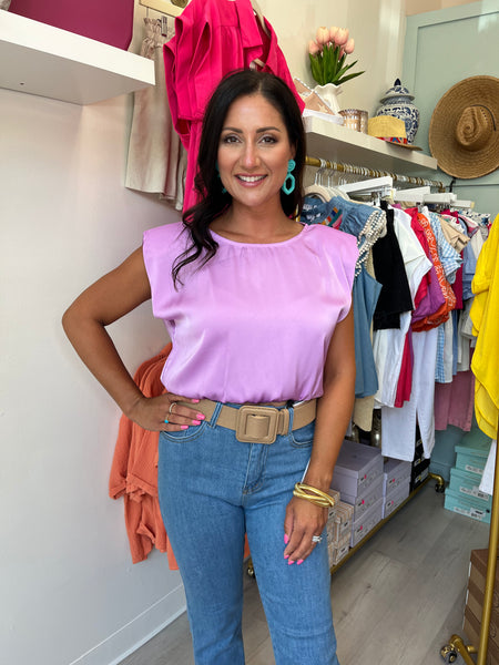 Danielle Lilac Satin Cropped Top
