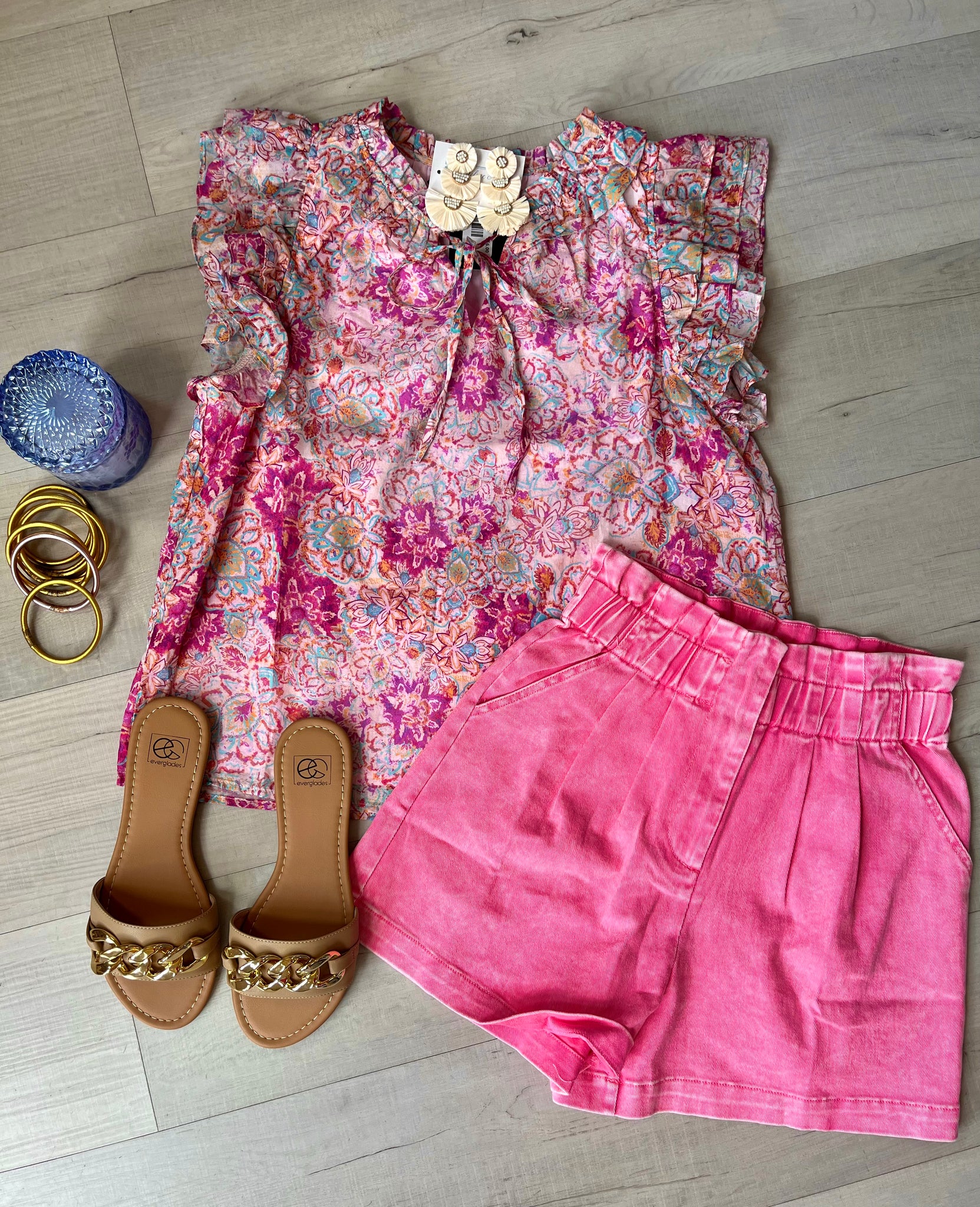 Pink Paperbag Denim Short