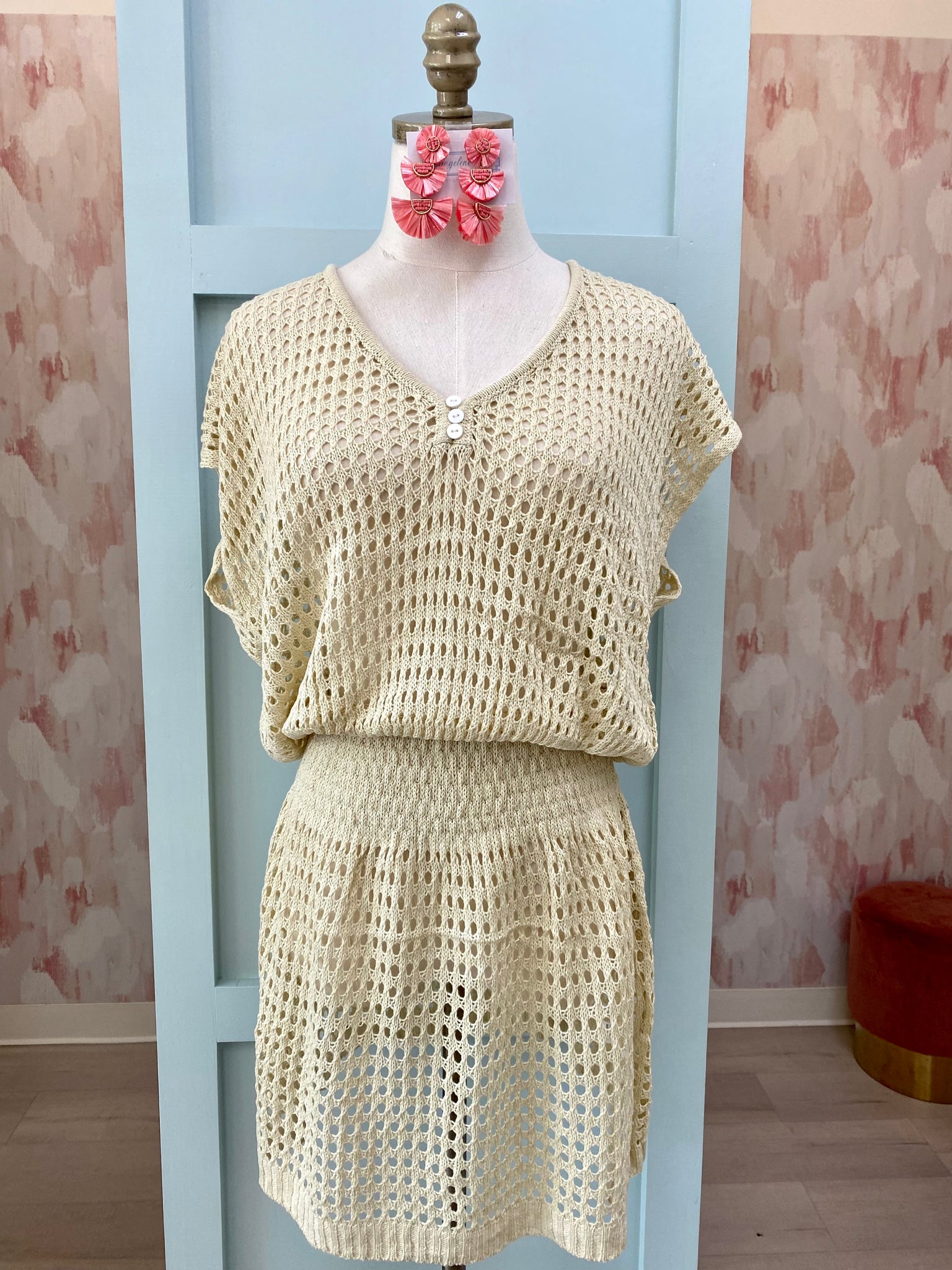 Lacey Knit Coverup Tan