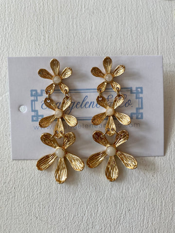 Gold Flower Drop Earring