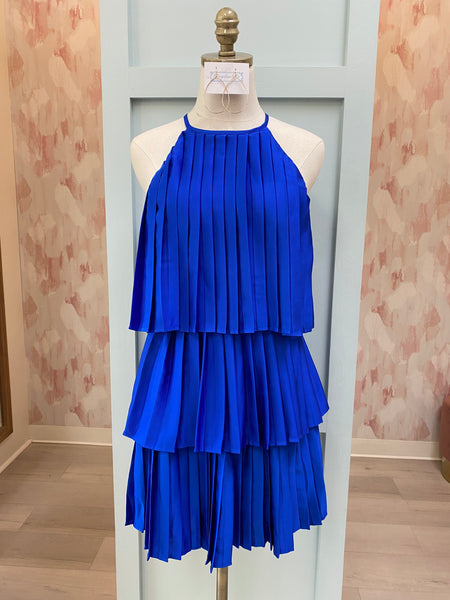 Royal Blue Pleated Dress