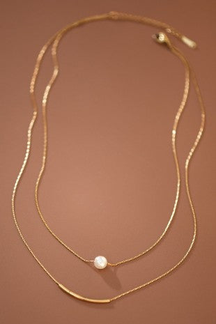Gold Pearl Layer Necklace