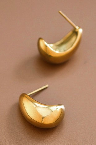 Gold Half Moon Waterproof Earring