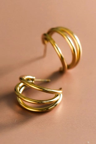 Stainless Steel Tri Hoop Earrings