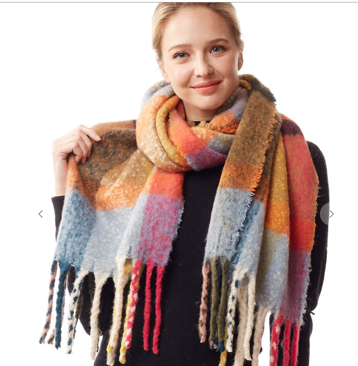 Colorblock Fringe Scarf