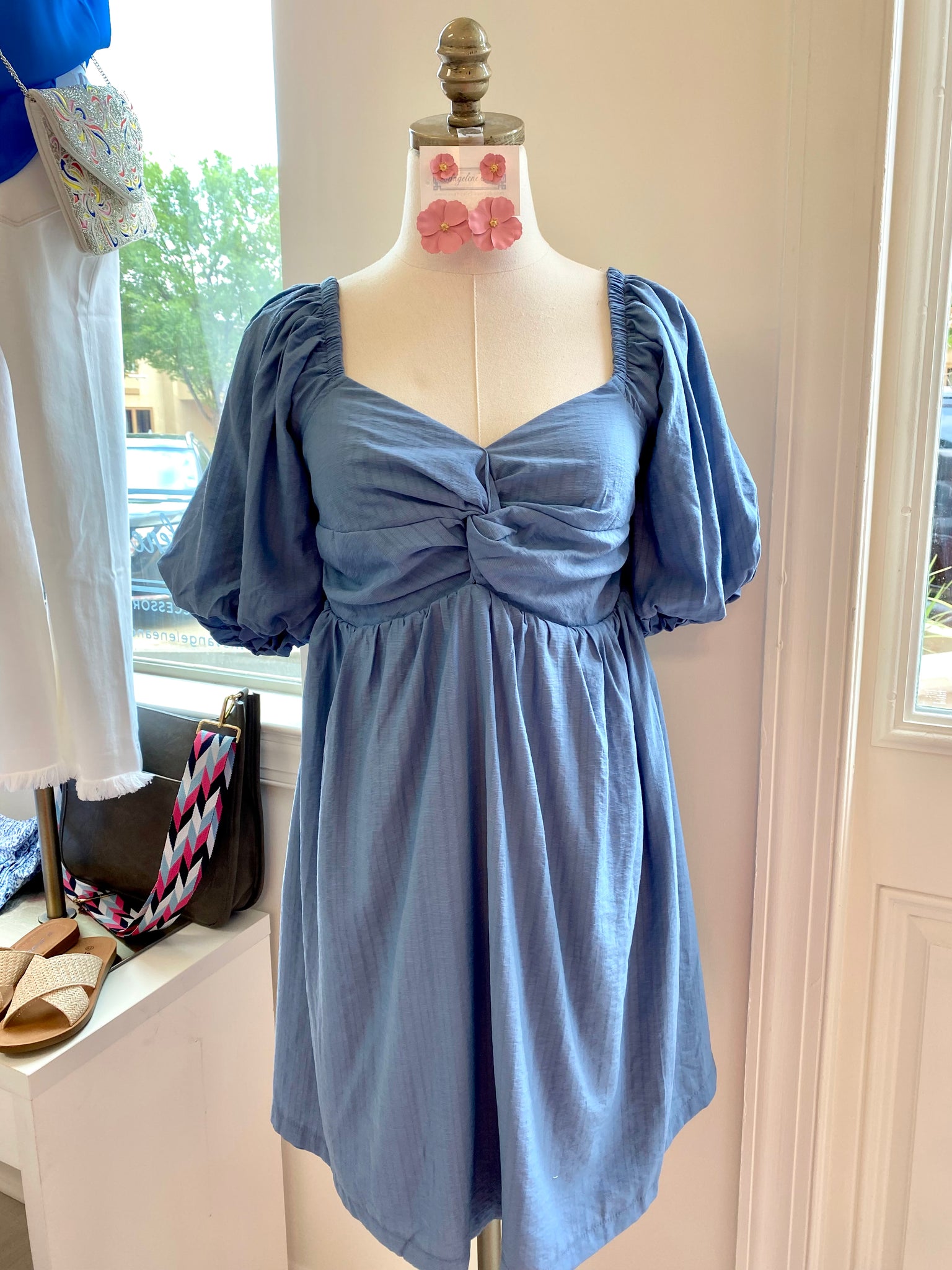 Twist Front Dress Blue