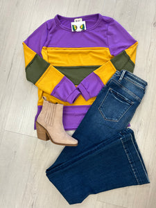 Colorblock Mardi Gras Top