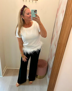 Feather Trim Top SS Top