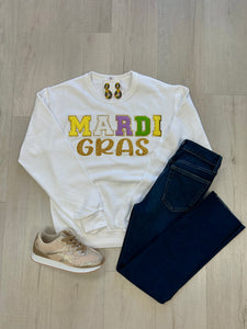 Kids Mardi Gras Sweatshirt White