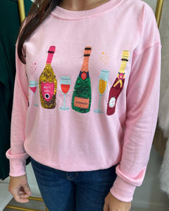 Holiday Drinks Sweater Pink