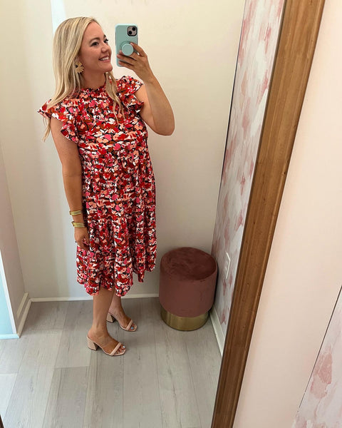 Sally Dress Red Floral