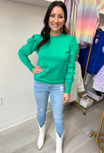 Green Puff Slv Sweater