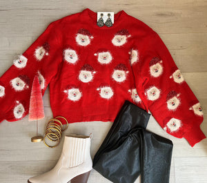 Santa Fuzzy Sweater Red