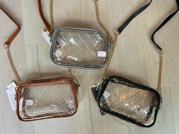 Quilted Clear Purse Black