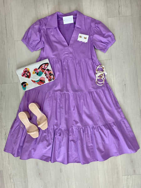 Playful Purple Midi Dress