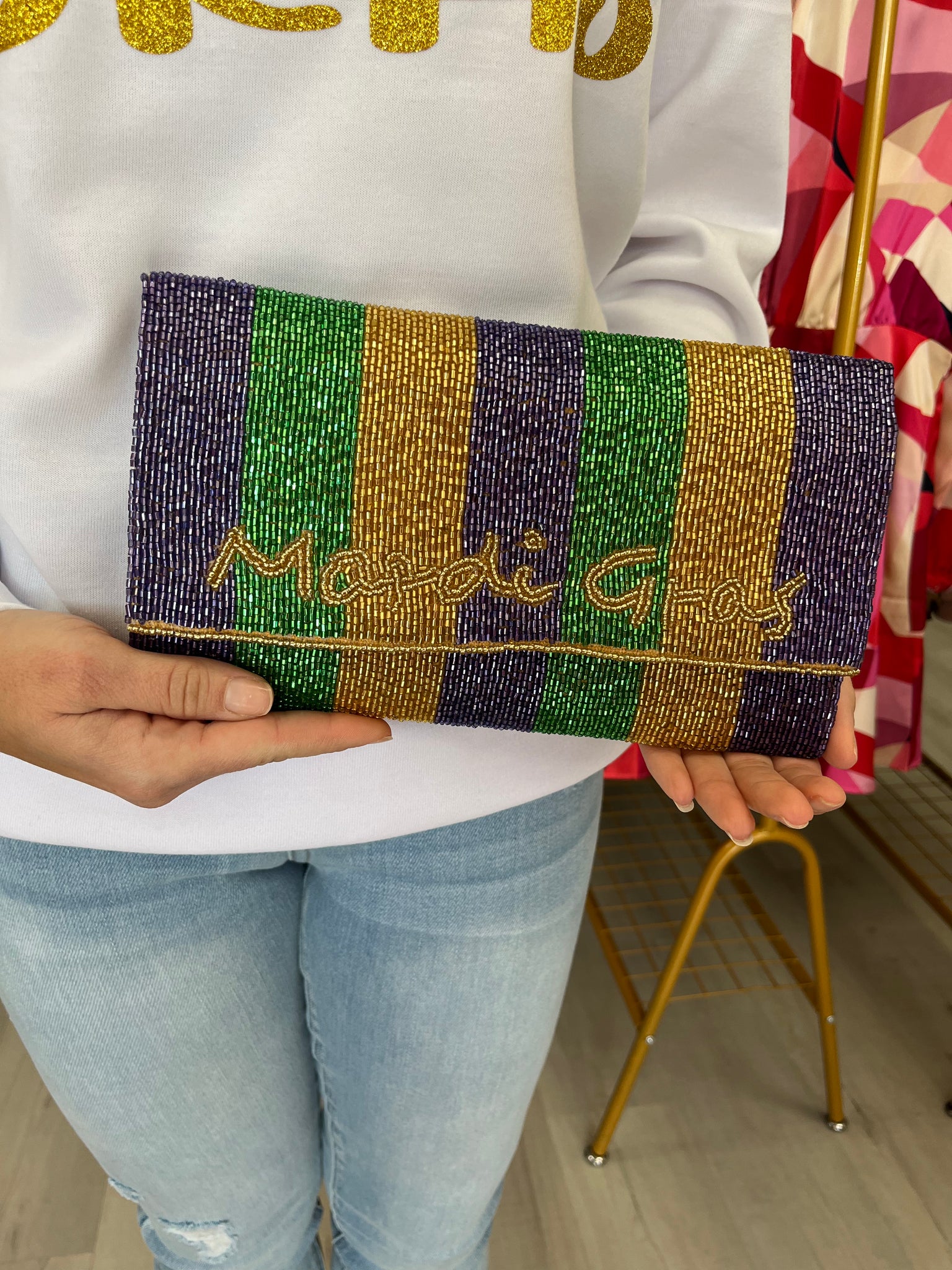 Mardi Gras Beaded Clutch