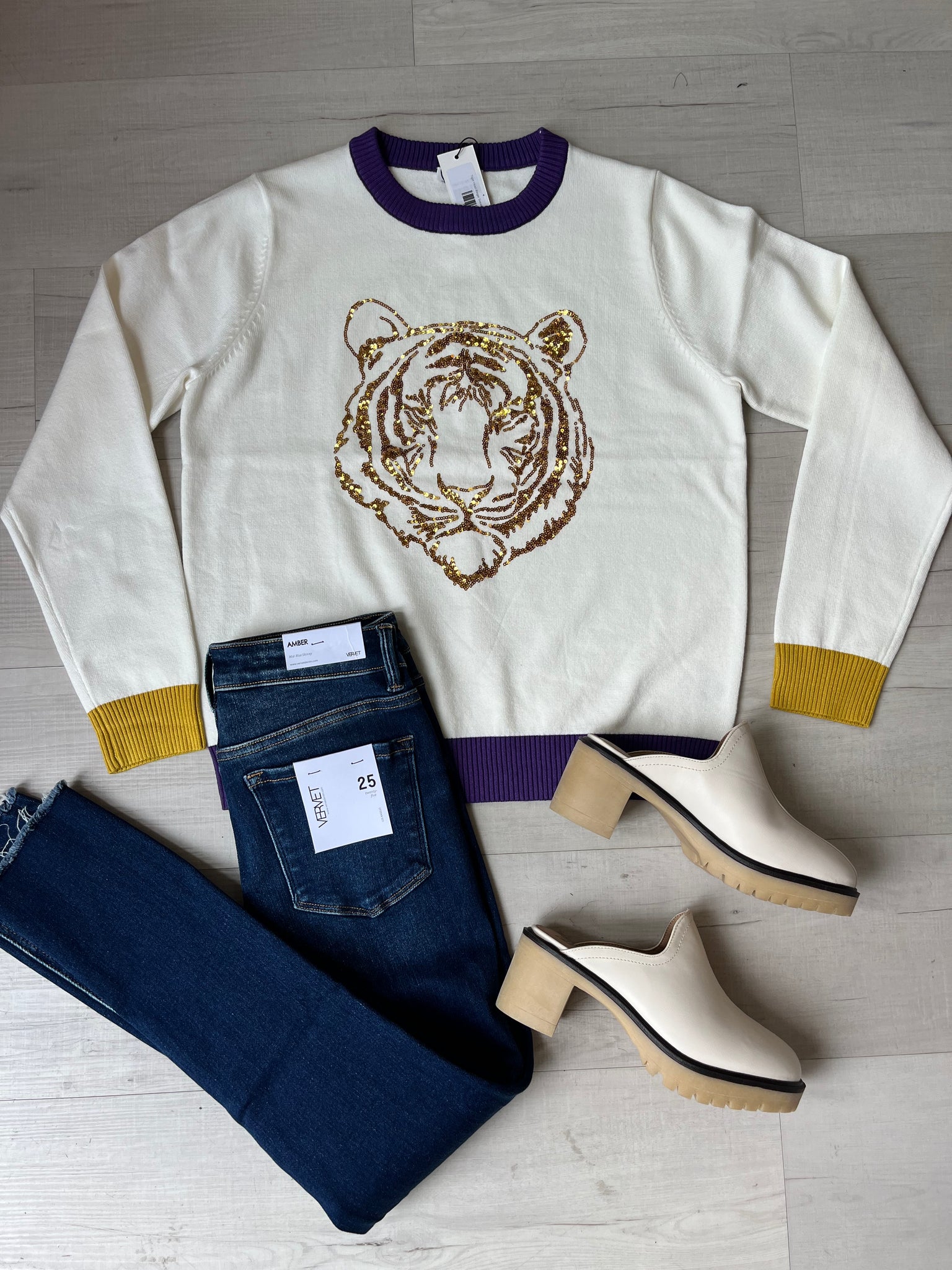 Tiger Head Ringer Sweater