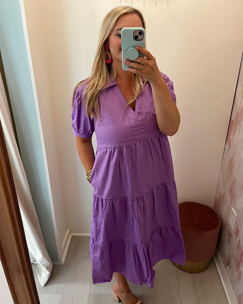 Playful Purple Midi Dress