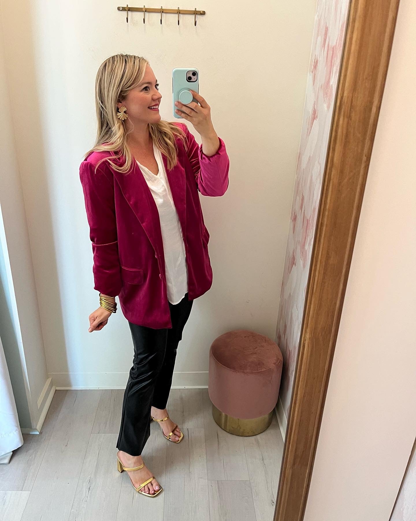 Velvet Blazer Fuschia