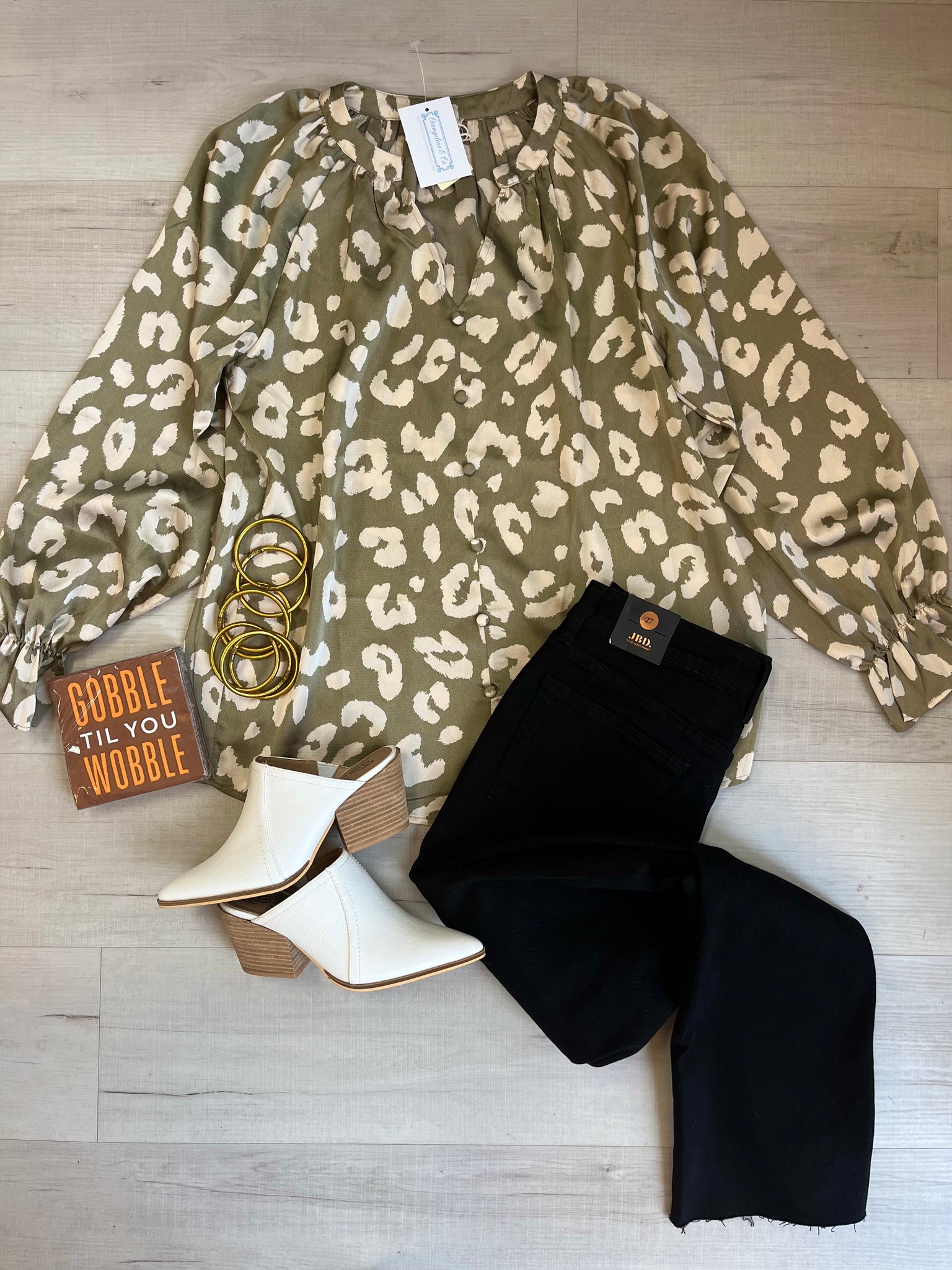 Sage Leopard Blouse