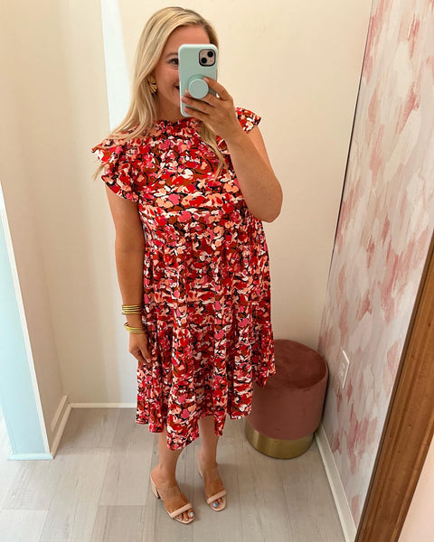 Sally Dress Red Floral