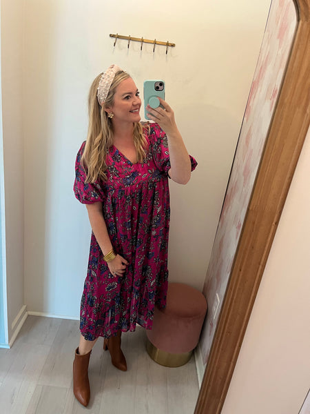 Magenta Magic Midi Dress