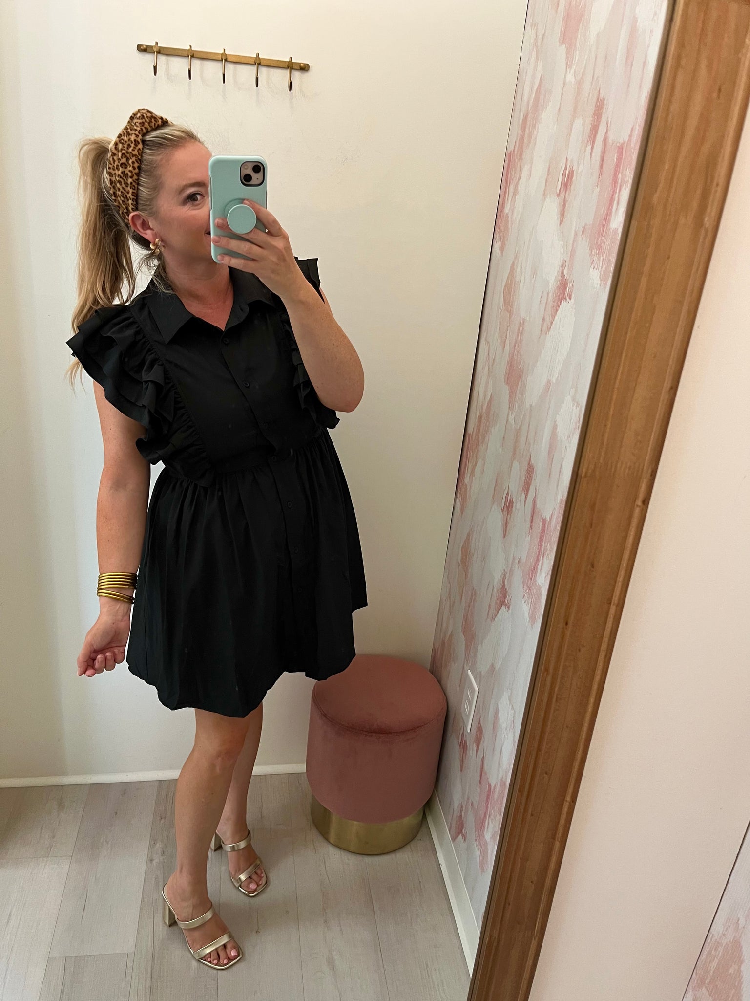 Ruffle Shirt Dress Black