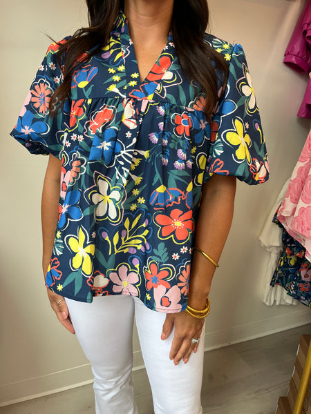 Lana Floral Puff Slv Top