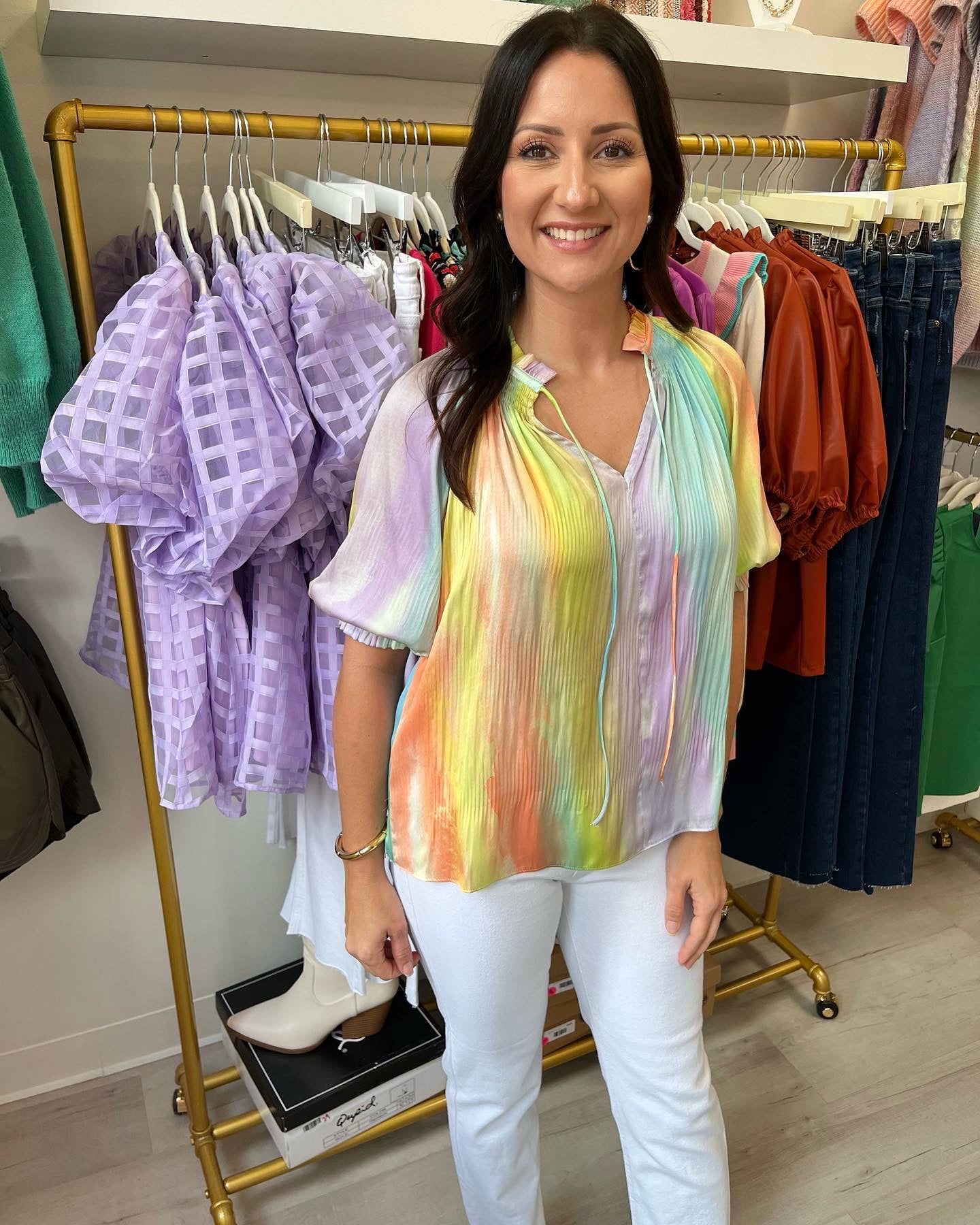 Rainbow Pleat Blouse