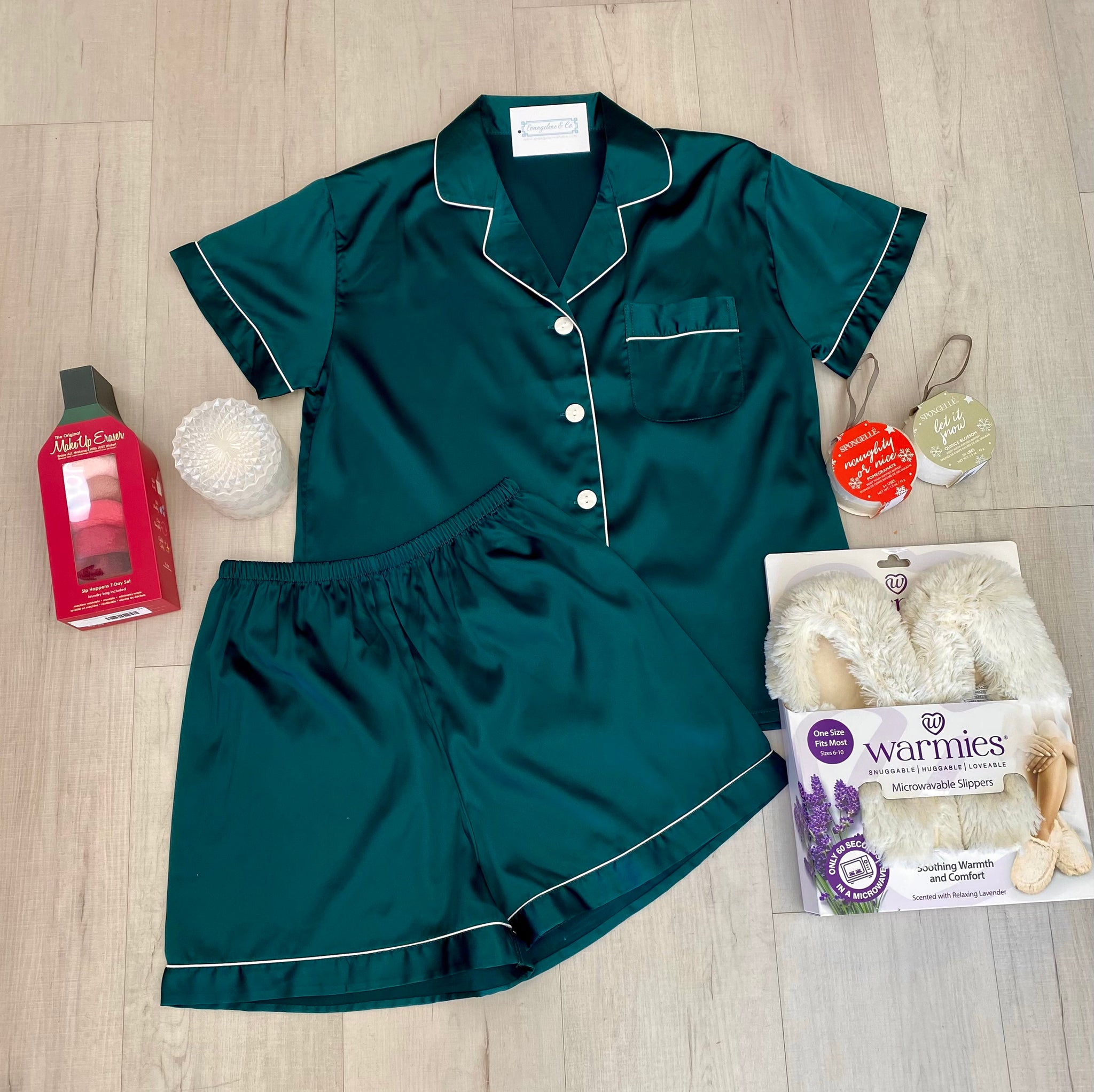 Emerald Satin PJ Set