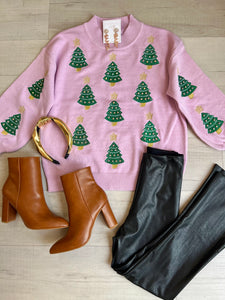 Lilac Christmas Tree Sweater