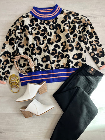 Contrast Leopard Sweater
