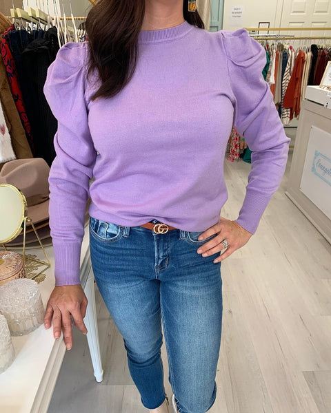 Lottie Puff Sleeve Sweater Lilac